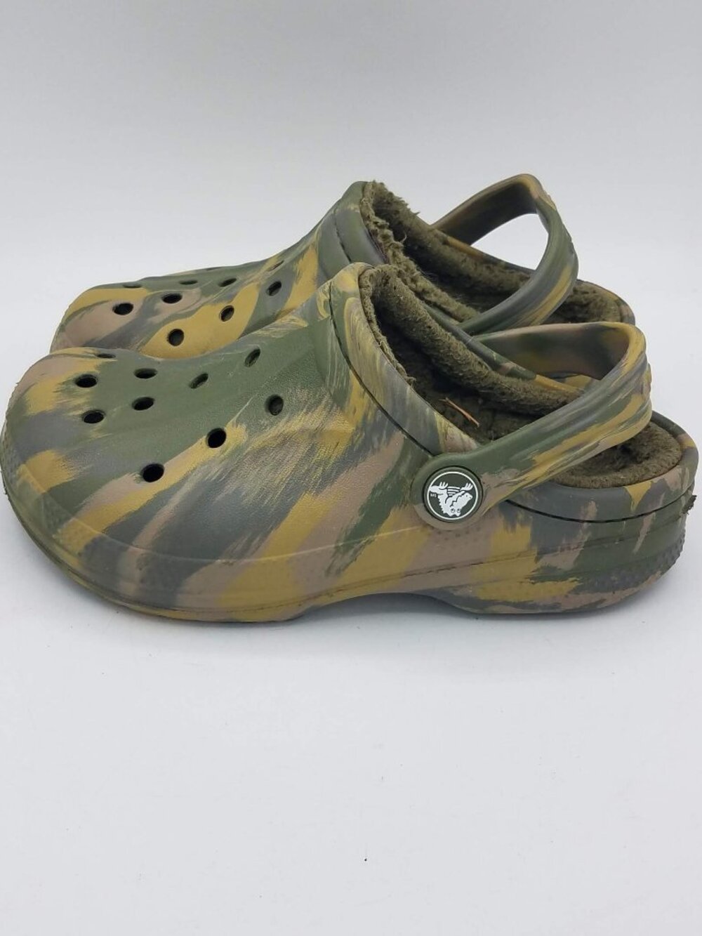 Crocs Ralen Lined Clogs Marbled Clog Green Kids 12 13 Camoflauge Camo 209344
